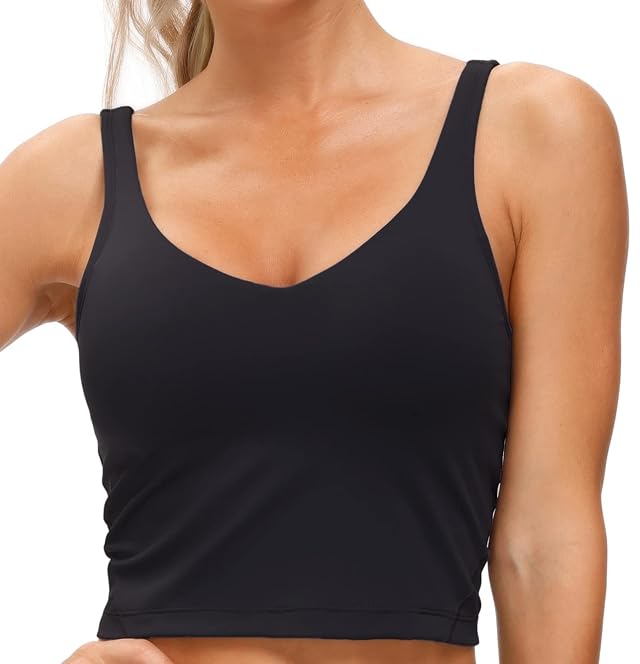 THE GYM PEOPLE Womens Sports Bra Longline Wirefree Padded with Medium Support