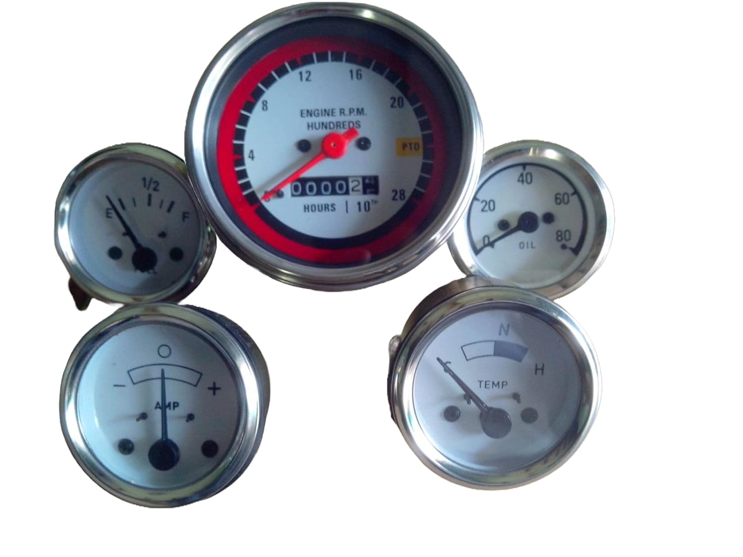 Tachometer Gauges Set fits Oliver 1750, 1755, 1850, 1855, 1950, 1955, 2050, 2150 White face