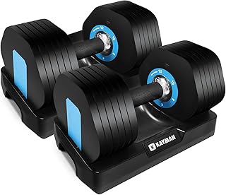 Kayman Adjustable Dumbbell Pair, Powerblock 6-in-1 Weight Set with Quick Radial Dial System, Adjustable Dumbbells Set Strong Grip Workouts & Strength Training dumbells for Home, Gym Fitnes