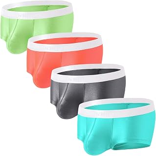Men's Sexy Underwear Bulge Pouch Ice Silk Underpants Low Rise Trunks Short Leg Boxer Briefs