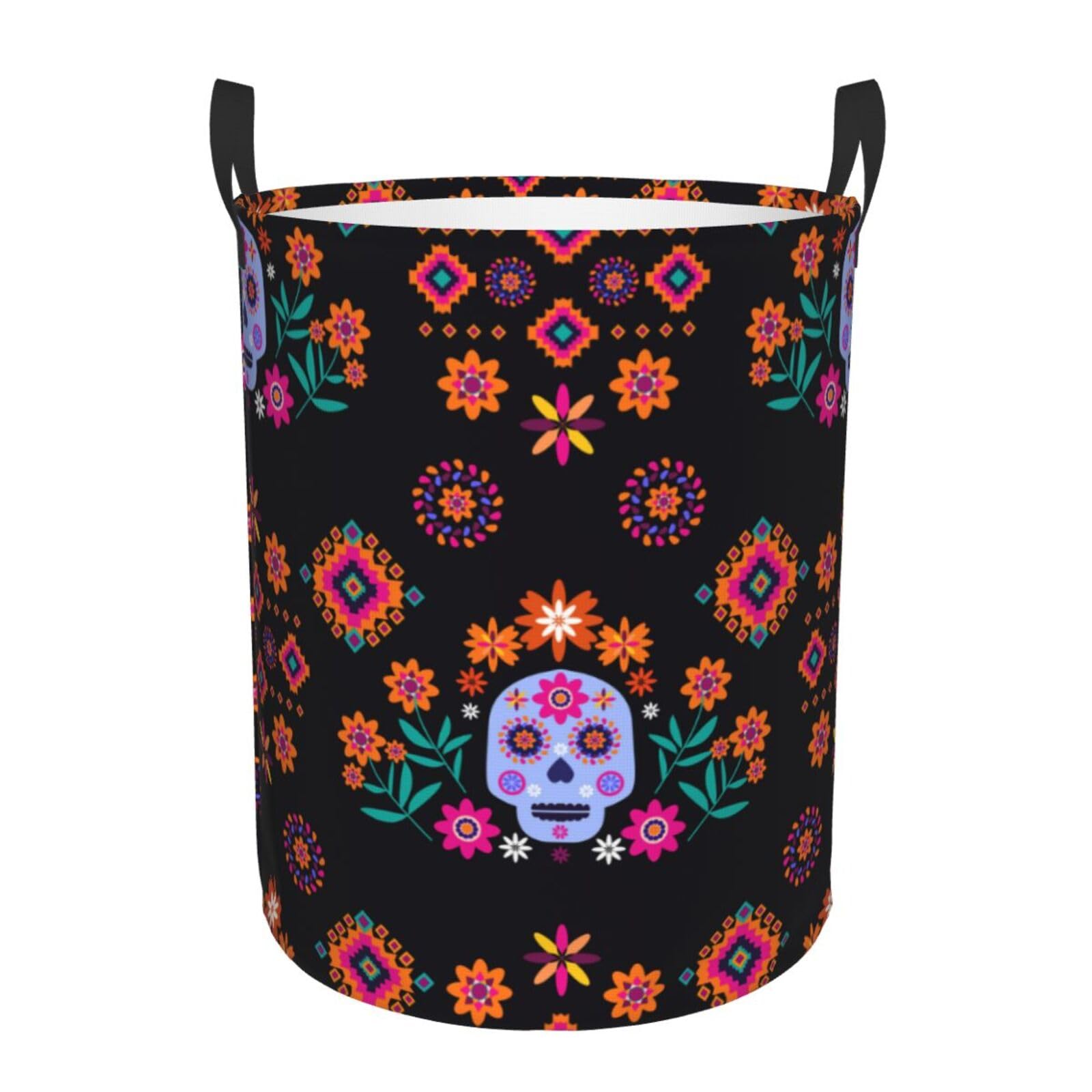 Laundry Hamper Sugar Skulls Laundry Basket Waterproof Personality Fashion Hampers for Laundry Large Collapsible Laundry Basket Storage Basket for Dorm and Home
