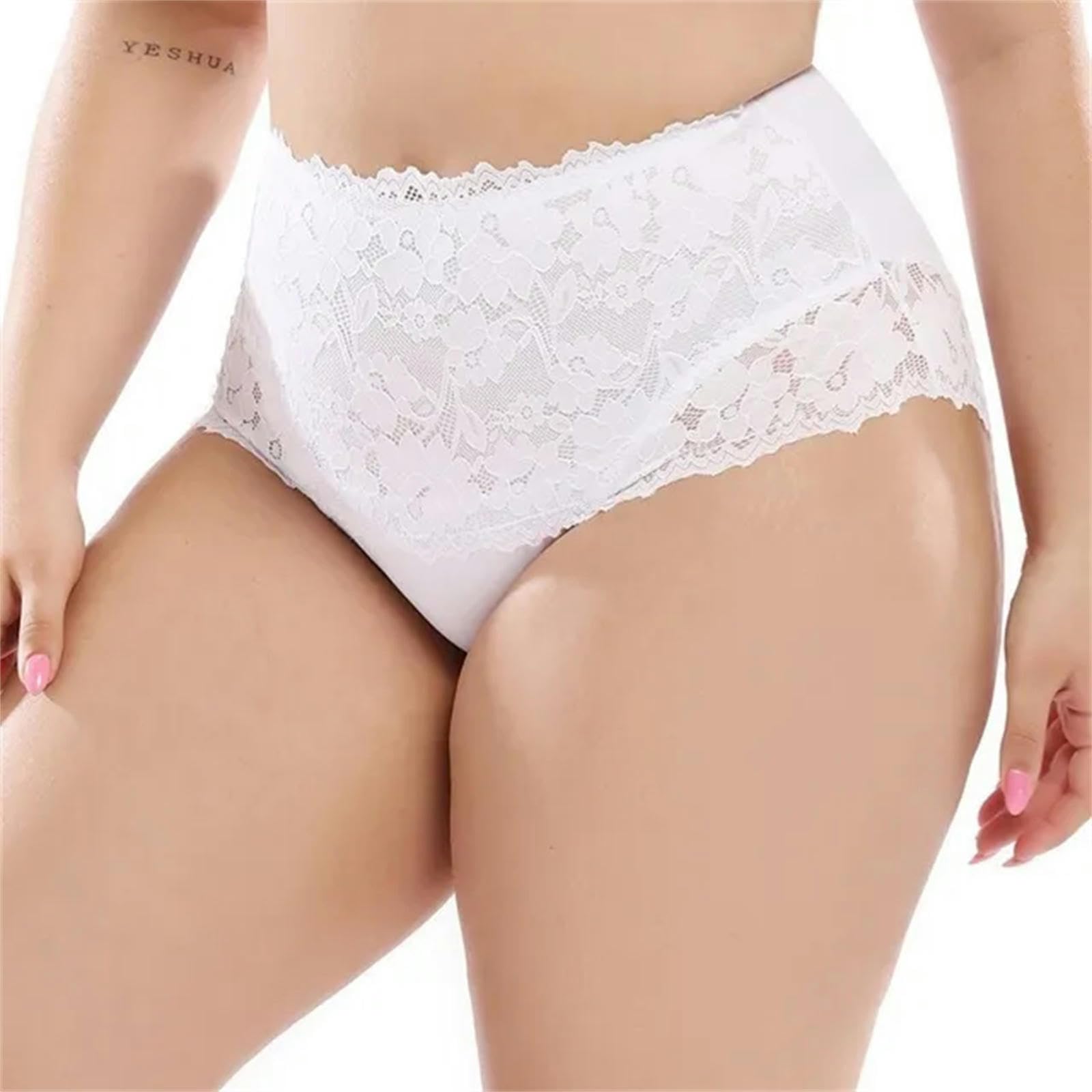Majtki damskie plus size, gładkie, kwiatowe koronki, poliester, wysoka wysokość bielizny, 5XL