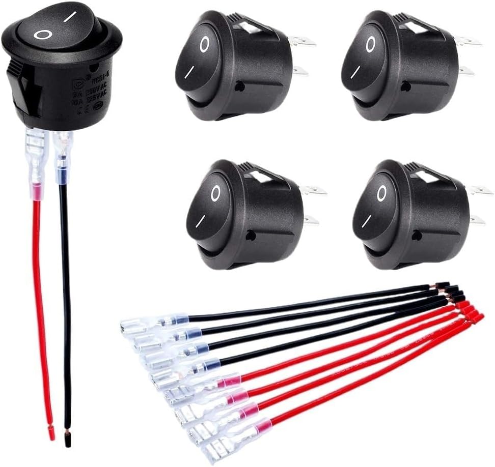 5pcs Car Toggle Switch with Terminal Cable 20mm DC12V-24V 2 Pin Car Toggle Switch Auto Replacement Parts