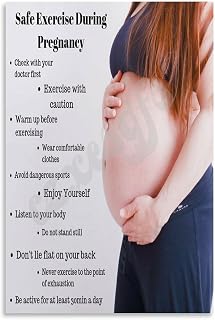 Safe Exercise During Pregnancy Guide Poster Parenting Educational Wall Art Canvas for Bedroom Living Room Decor 16x24inch(40x60cm) Unframe-style
