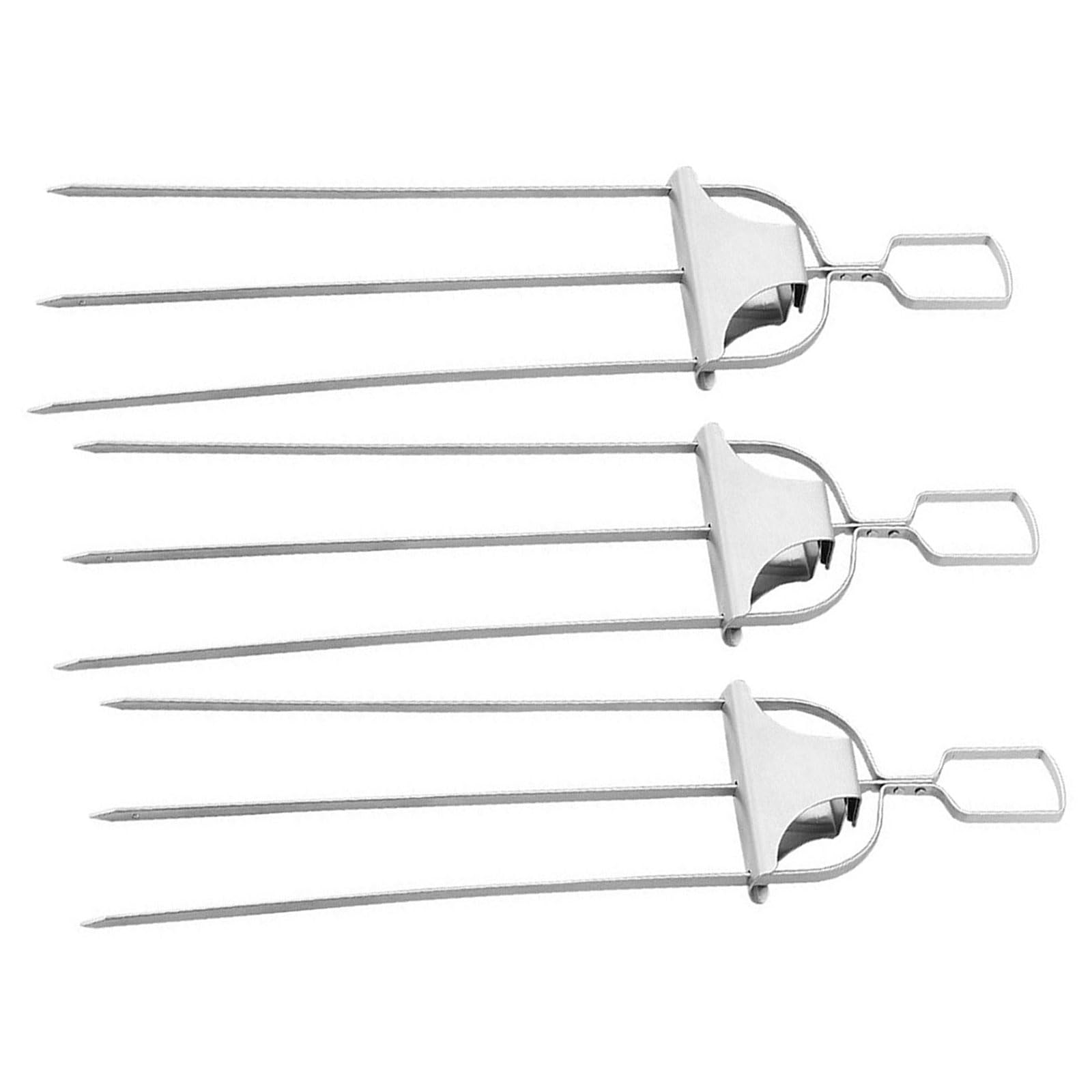 Btgghytr Stainless Steel Grilling Skewers for Meat Chicken Sausages Ergonomic Kabob Stick with 3 Prongs for Vegetable Slip Proof Handle Skewers