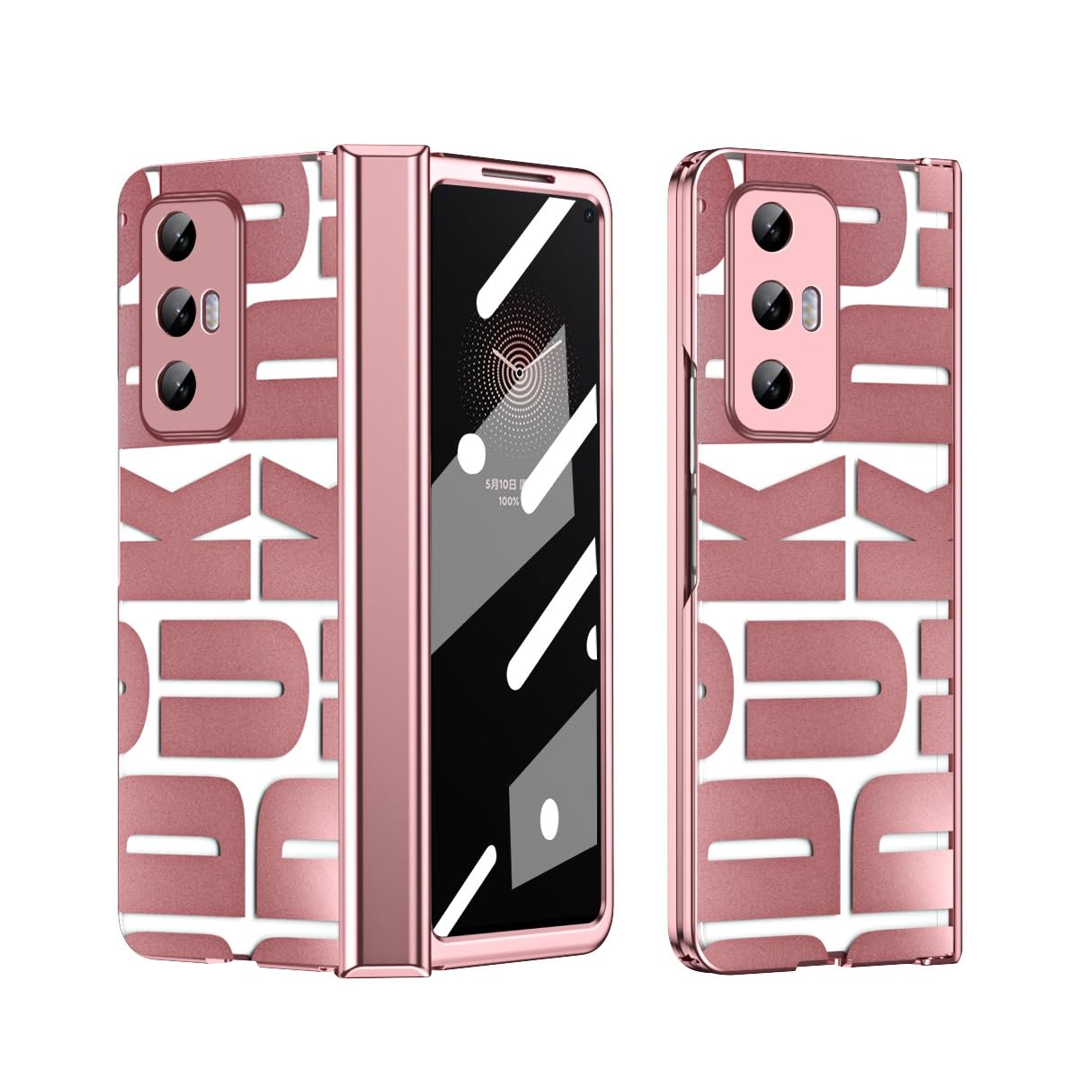 Ultra-Thin Lightweight Case for Xiaomi Mi Mix Fold with Hinge+Camera Lens Protector Shockproof Full Protective Rugged Cover (Electroplating) with Hard Protective Body (PC)(Rose Gold)