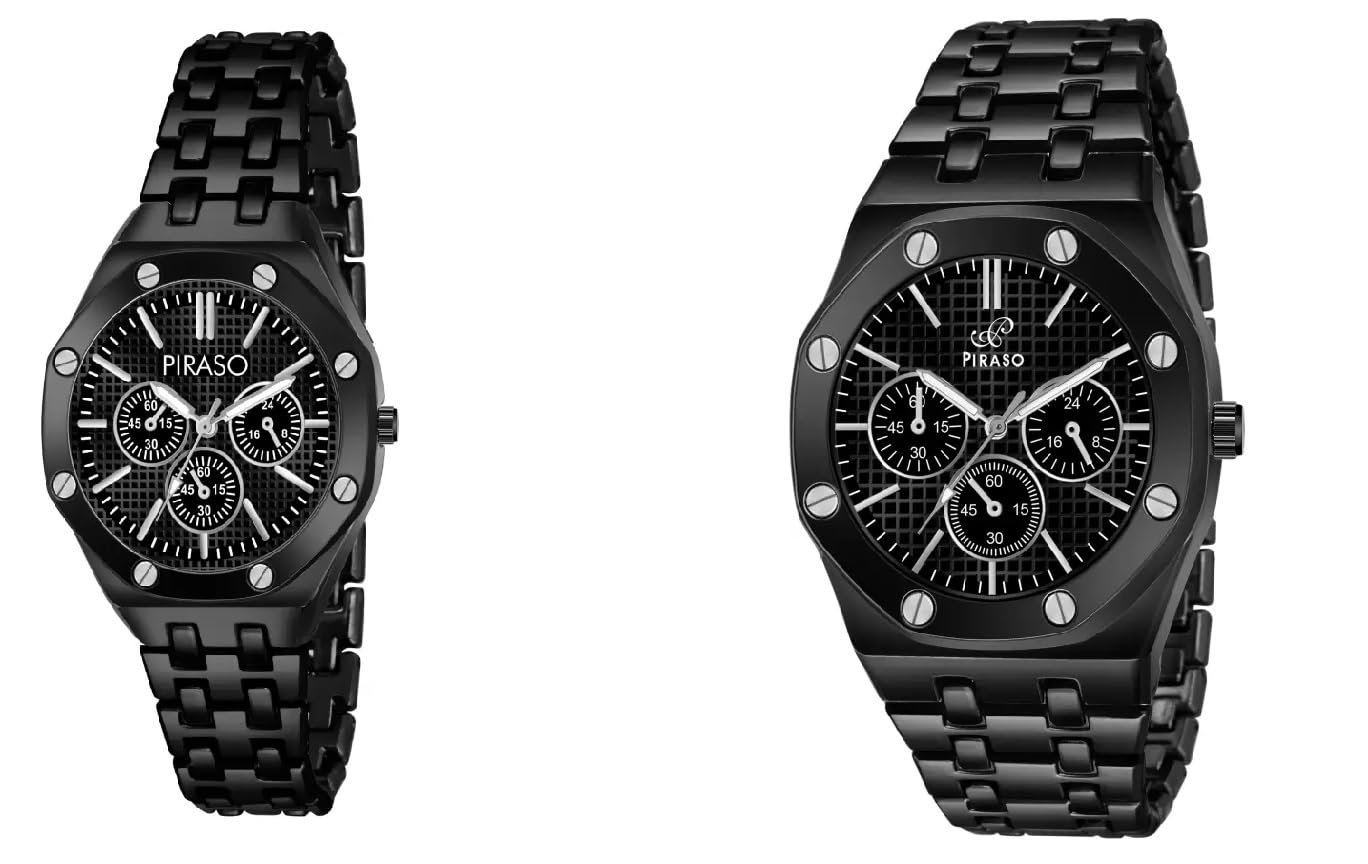 PIRASO Black Analog Display Black Chain Men & Women Watch - Pack of 2 (B0CHQDDV77) Amazon Price History, Amazon Price Tracker