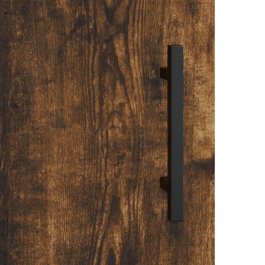 Homgoday Aparador Alto, Vitrina de Cristal, Vitrina Salón, Mueble de Salón, Aparador Comedor, Aparador Cocina, Estantería Oficina Madera contrachapada Roble Ahumado 69,5x34x180 cm
