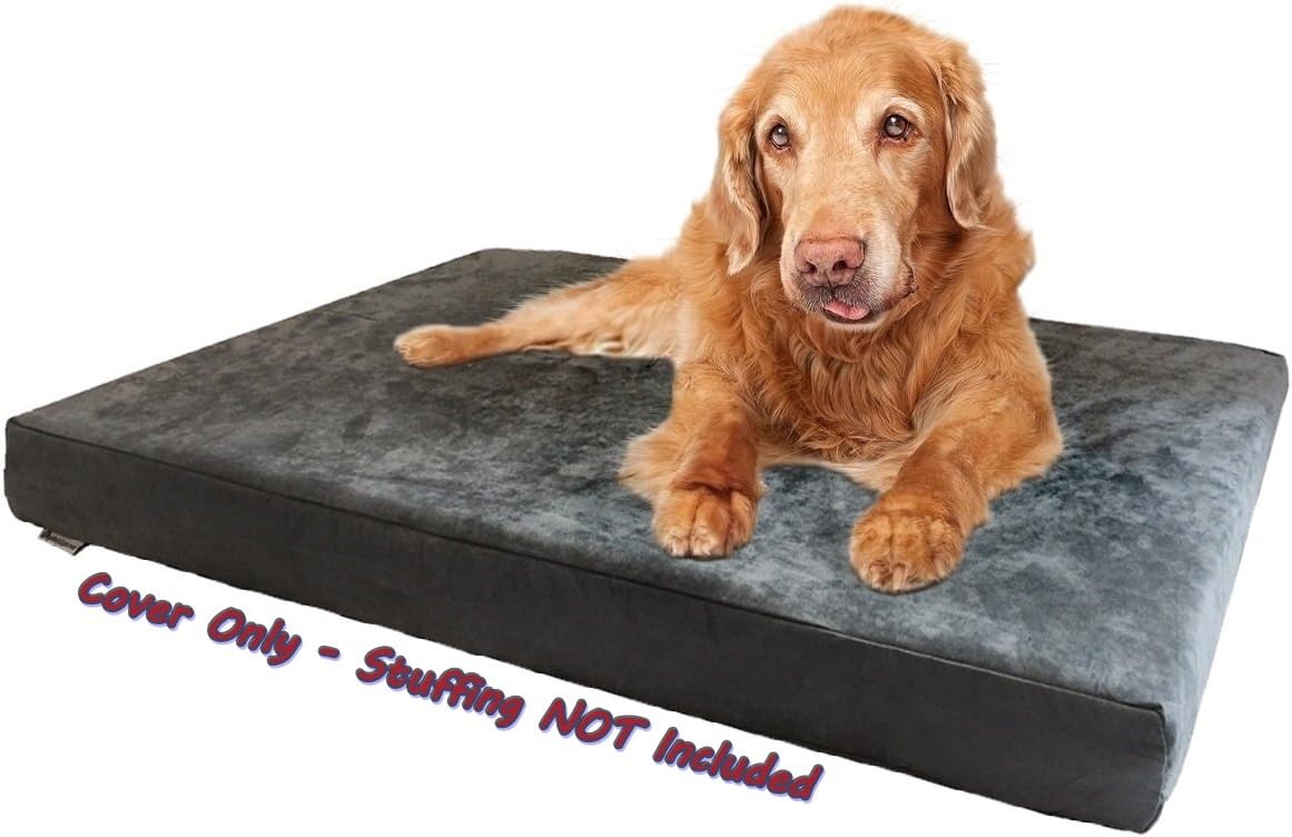Dogbed4less DIY Pet Bed Pillow Grey Microsuede Duvet Cover and Waterproof Internal case for Medium to Large Dog at 40X35X4 Inch - Covers only