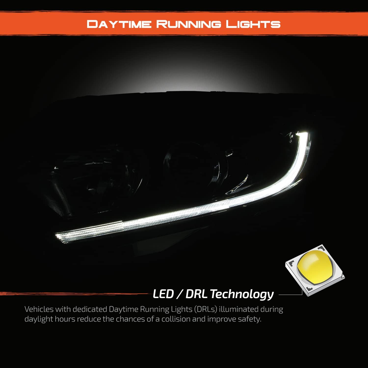 AKKON - Fit 2019 2020 2021 2022 Honda HR-V 19-22 Halogen w/LED DRL Headlights OE Style Headlamp Black Driver Left Side