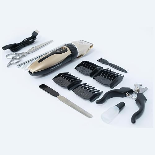 Miniatura 8 de Kit de aseo para perros en casa, afeitadoras y cortadoras recargables de bajo ruido para gatos y perros para aseo de cabello grueso, cortaúñas