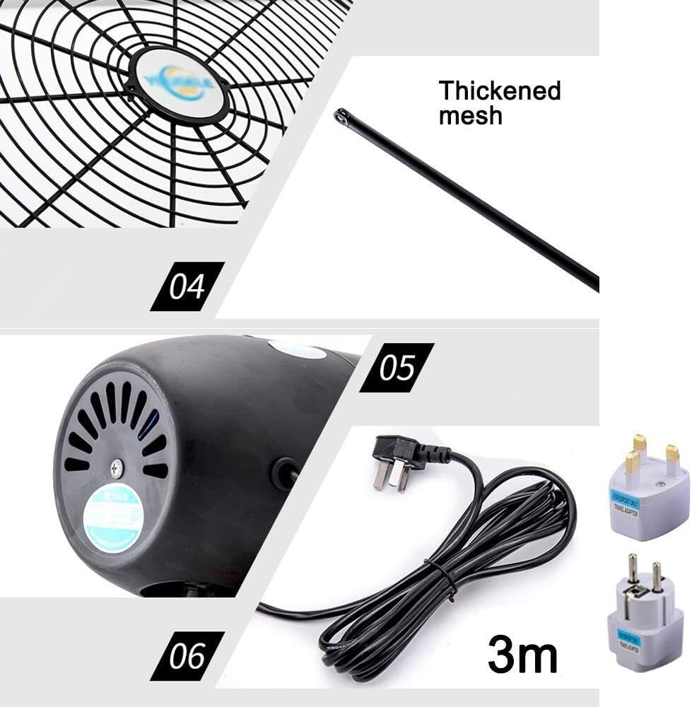 Hurricane Industrial Wall Fan Oscillating Mounted Bladed Fan, 3-Speed, Large Air Volume Cooling, Electric for Gym, Garage, and Commercial Use