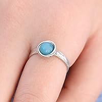 Vista 10 de Anillo de plata de ley con piedras preciosas para mujer, anillo apilable de piedra martillada, anillo de piedra natal