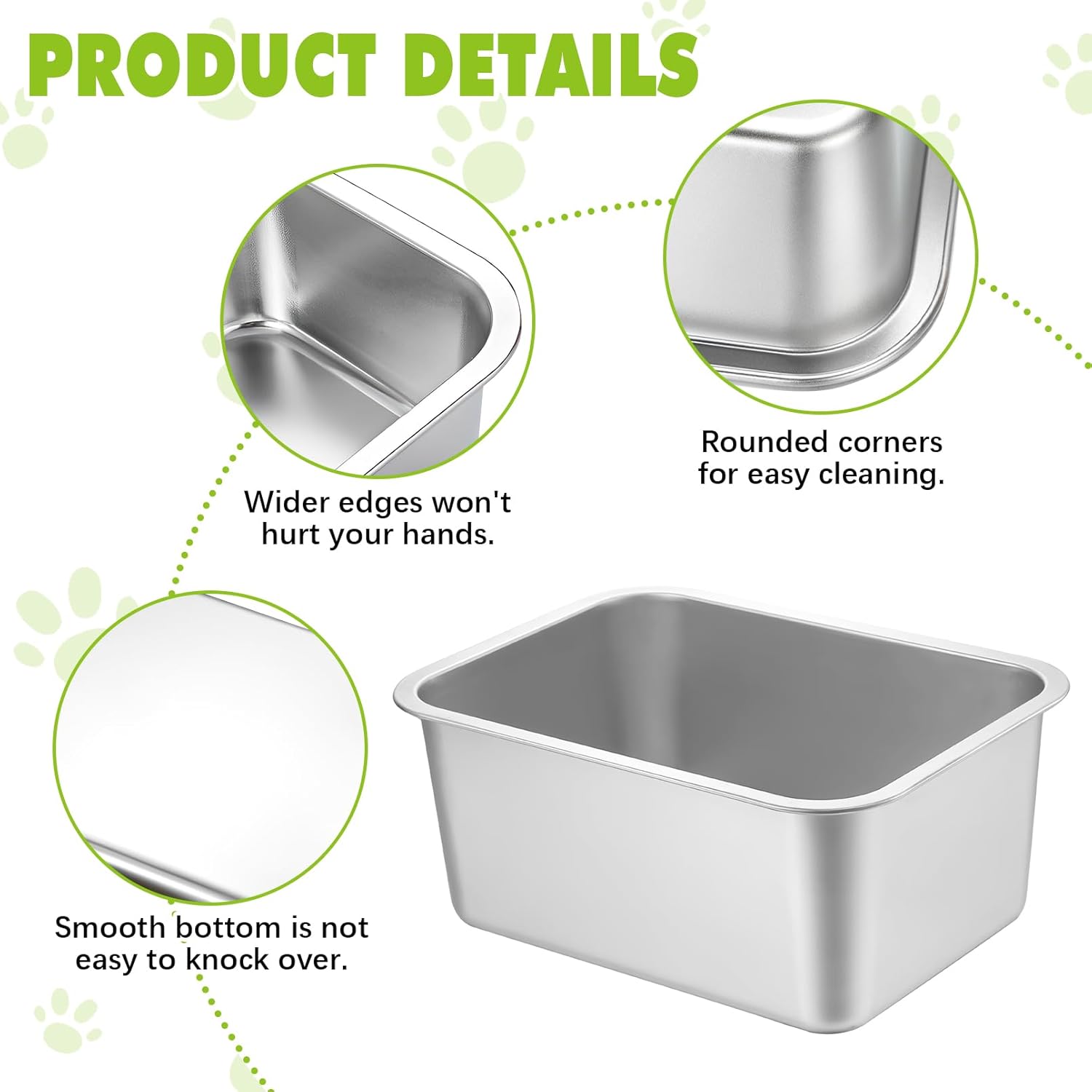 Fhiny 2 PCS Stainless Steel Dog Bowl, 2 Gallon Capacity Durable Metal Water Dish for Large Dogs, Indoor/Outdoor, Dishwasher Safe