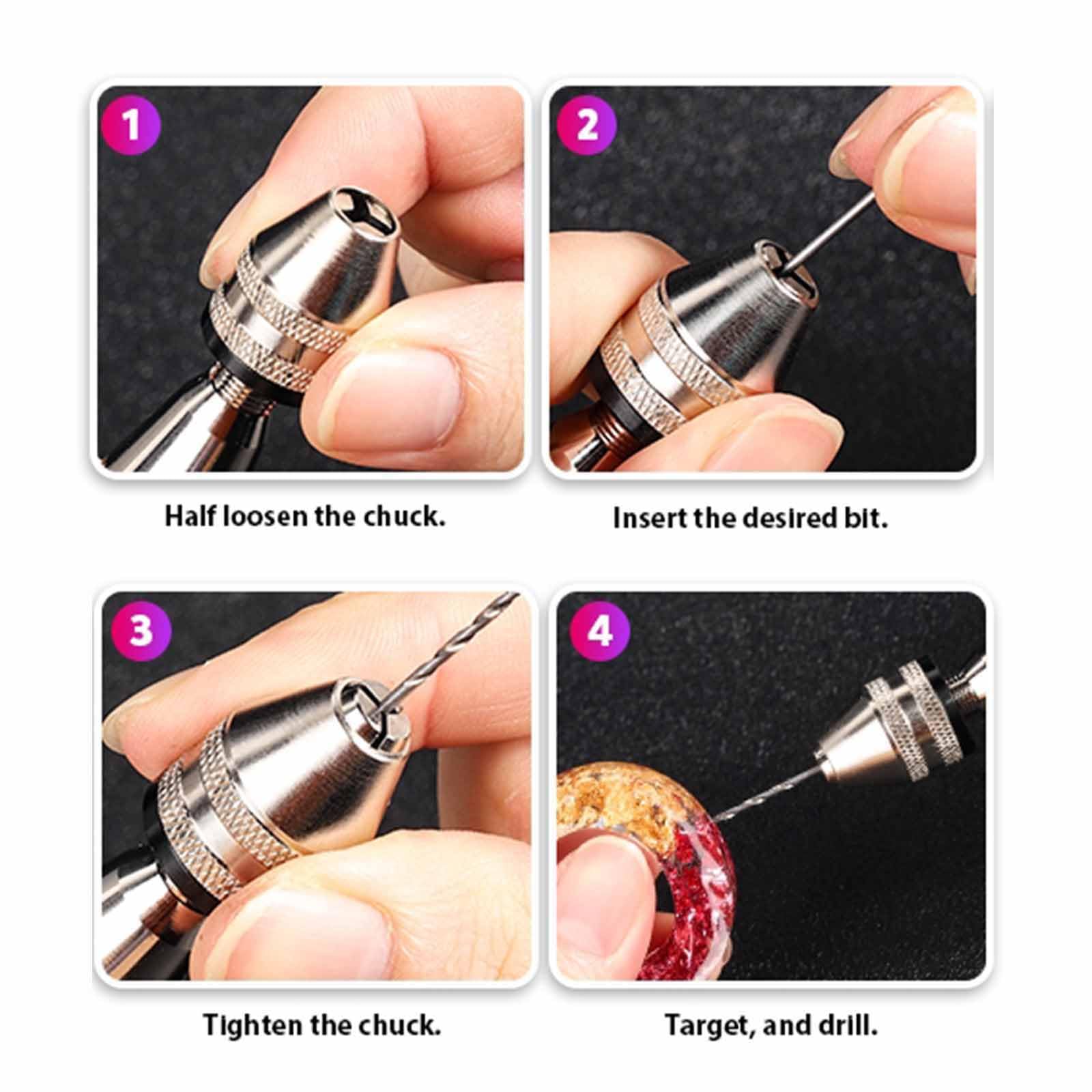 12cm Trapano Mano con 14 Pezzi Mini Twist Bits 0.5mm-3mm Argento Grande Trapani a Mano per Modellismo