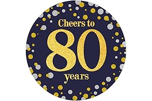 Cheers to 80 Years Black and Gold Stickers
