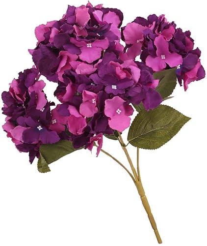 Miniatura 3 de Flores artificiales Flores falsas Hortensias Ramo de seda para la decoración del banquete de boda - Morado oscuro