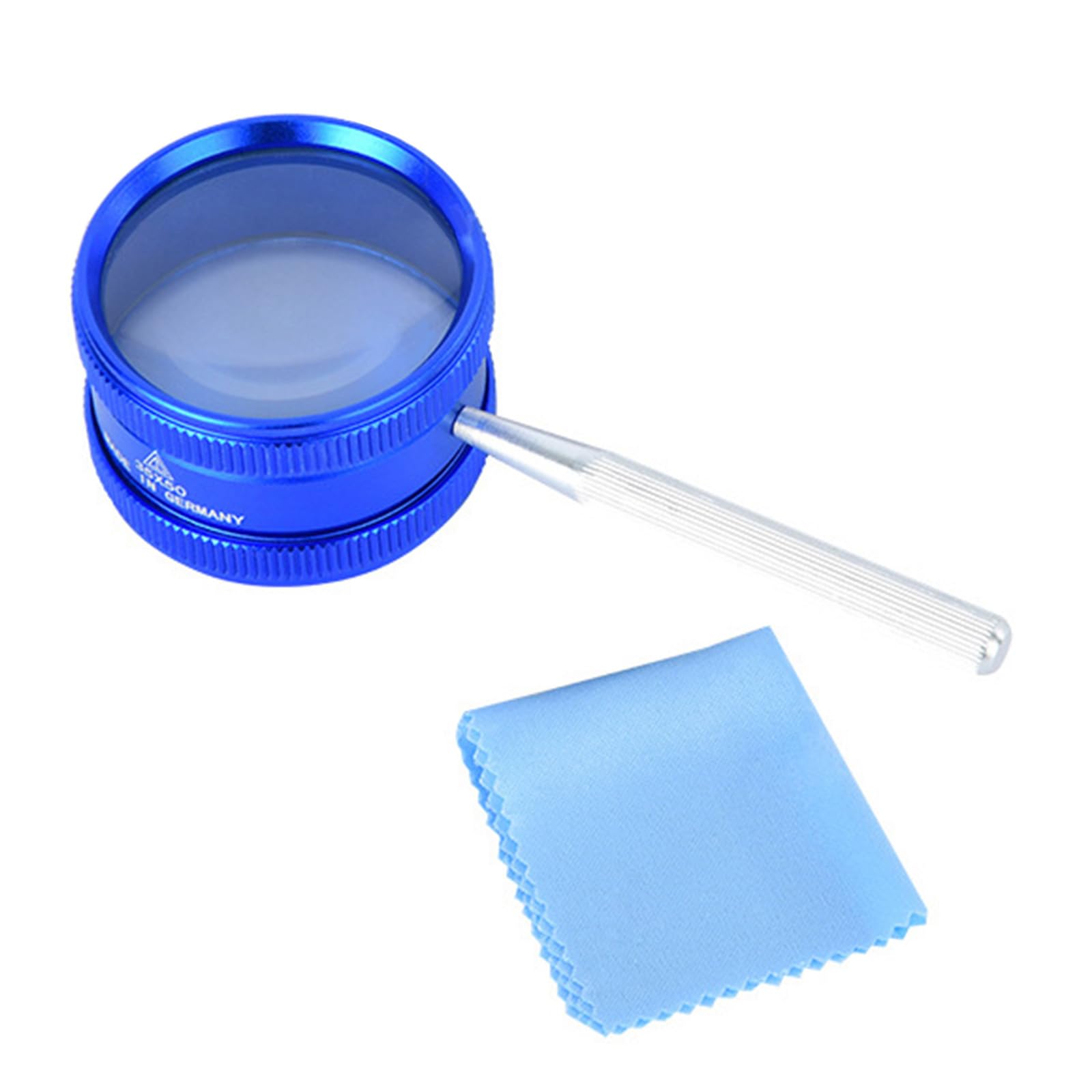 Buxuaaaa Blue 35X Magnification Handheld Magnifier With Optically Glass Lens For Reading Hobbies And Science Observation High Zinc Alloy Magnifier