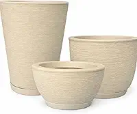 Kit 3 Vasos Polietileno Para Plantas Decorativo / 3 Vasos (Areia)