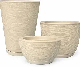 Kit 3 Vasos Polietileno Para Plantas Decorativo / 3 Vasos (Areia)