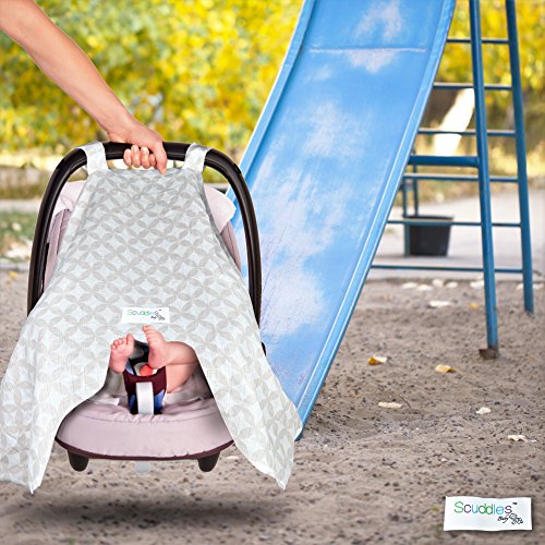 Image of Scuddles Baby Car Seat Covers & Canopy - Sun Safety Blocker for Babies and Infant, Unisex Designs