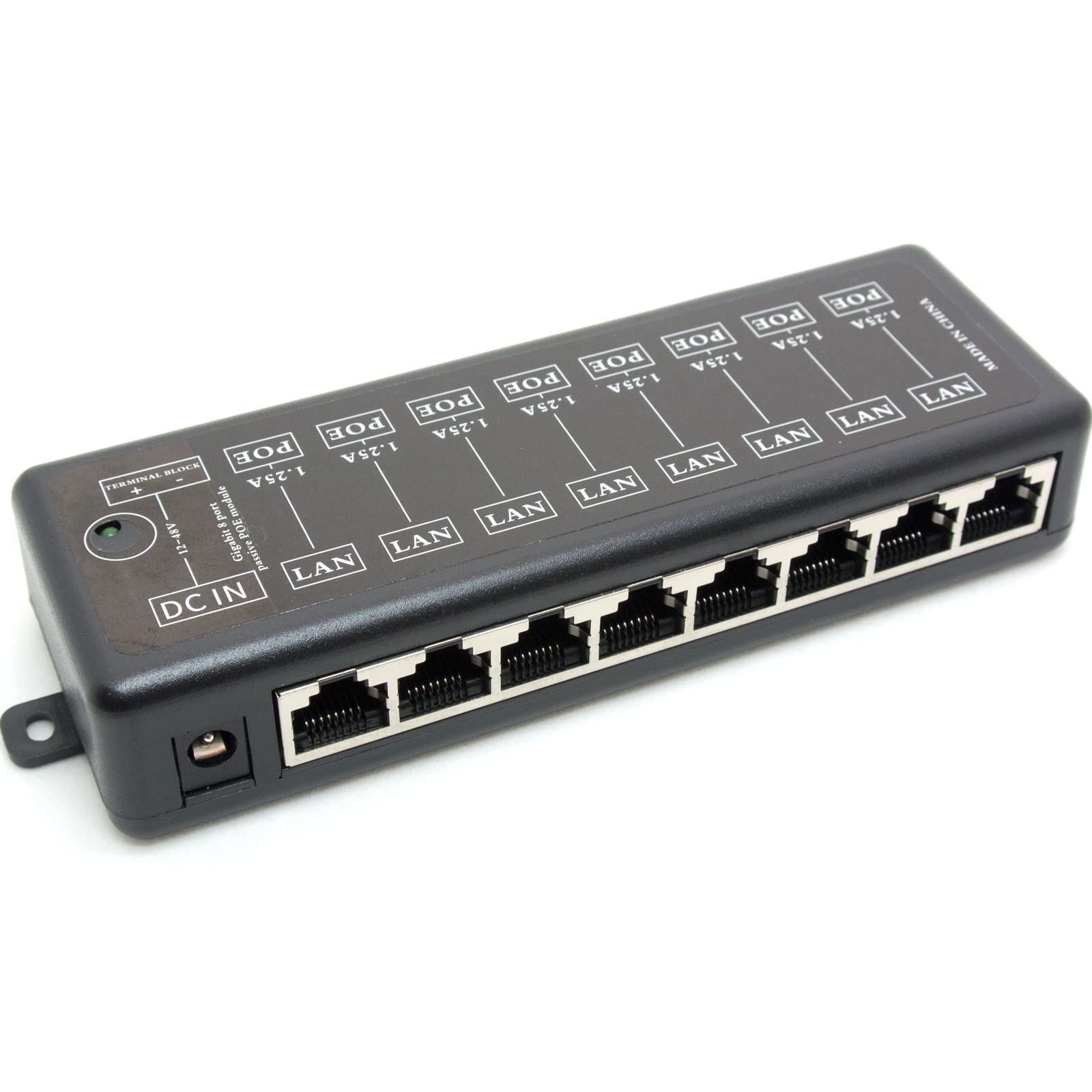 DSLRKIT 8 Ports Gigabit Passive PoE Injector Midspan Ethernet Adapter Without Power Adapter