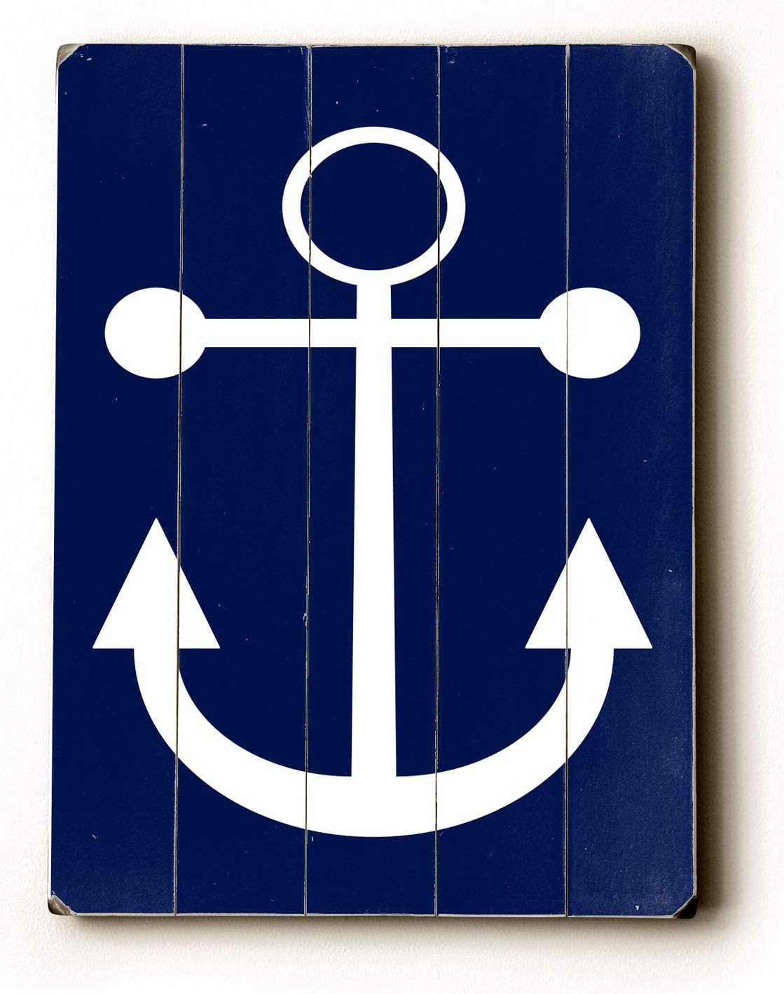 ArtFuzz Navy Anchor Wood Wall Decor by Amanda Catherine