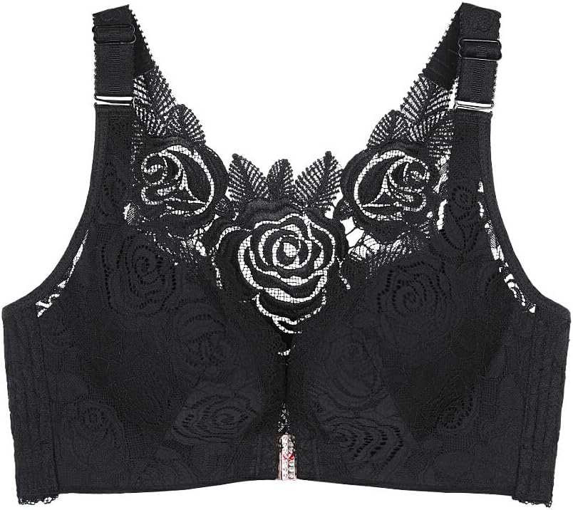 Womens Wireless Push-up Bra - Adjustable And Supportive Push-up Bras Lace Underwear Women black 32/70AB, black, 36/80D