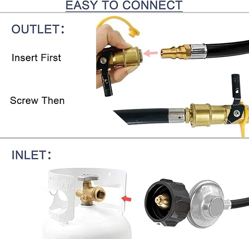 Miniatura 3 de GCBSAEQ Manguera de propano de conexión rápida de 6 pies con regulador, tanque de propano de gas de baja presión QCC1 a 14 pulgadas, adaptador de
