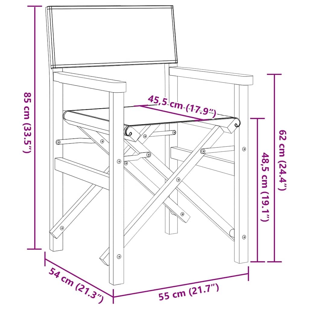 Solivagant Sedia da Regista Pieghevole Blu in Legno Massello di Teak,Blu,7.8kg
