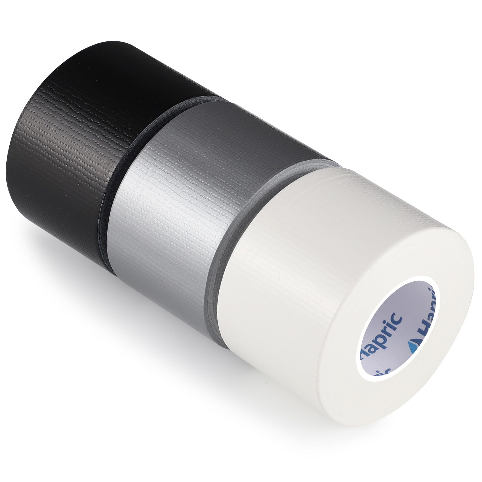 Hapric Panzertape 3 Rollen, 48 MM X 54 M, Schwarz/Silber/Weiß | 210μ Gewebeklebeband, Wasserfest, Von Hand Reißbar, Für Reparatur, Befestigung Und Kabelmanagement