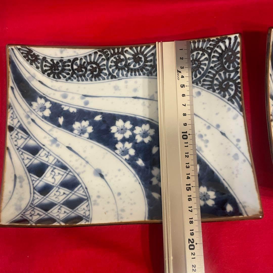 なます皿 山水 金彩 染付 江戸時代 蛇の目高台 夜景 夜図 窯傷 染付