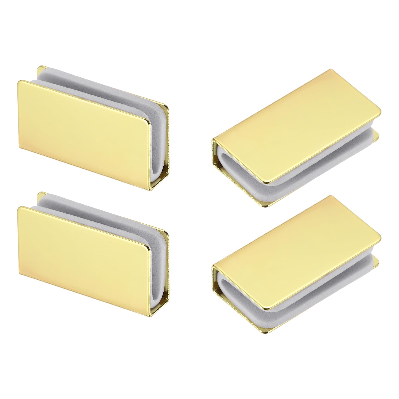 sourcing map 4Pcs 1.6" Magnetic Latch Clamp, Steel Glass Cabinet Clip, Metal Rectangular Adjustable Frameless Glass Clamp for Cabinet, Glass Door, Wardrobe, Gold