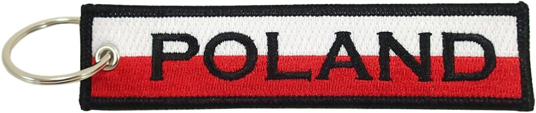 Luso Poland Flag Key Chain, 100% Embroidered