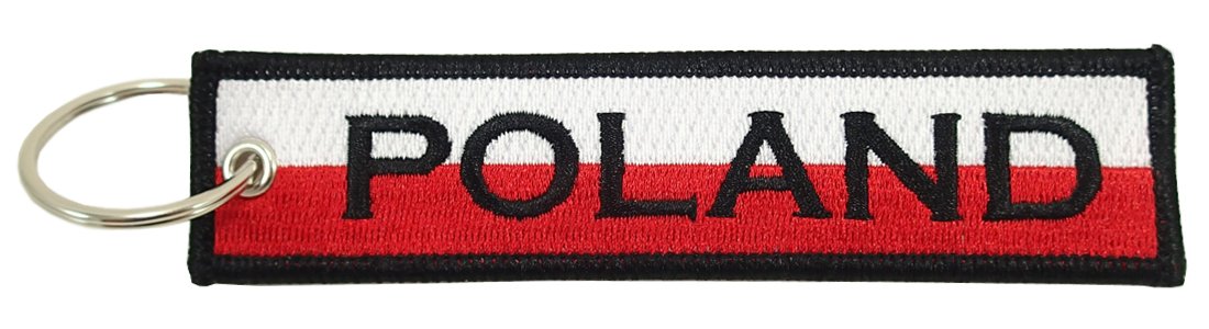 Luso Poland Flag Key Chain, 100% Embroidered