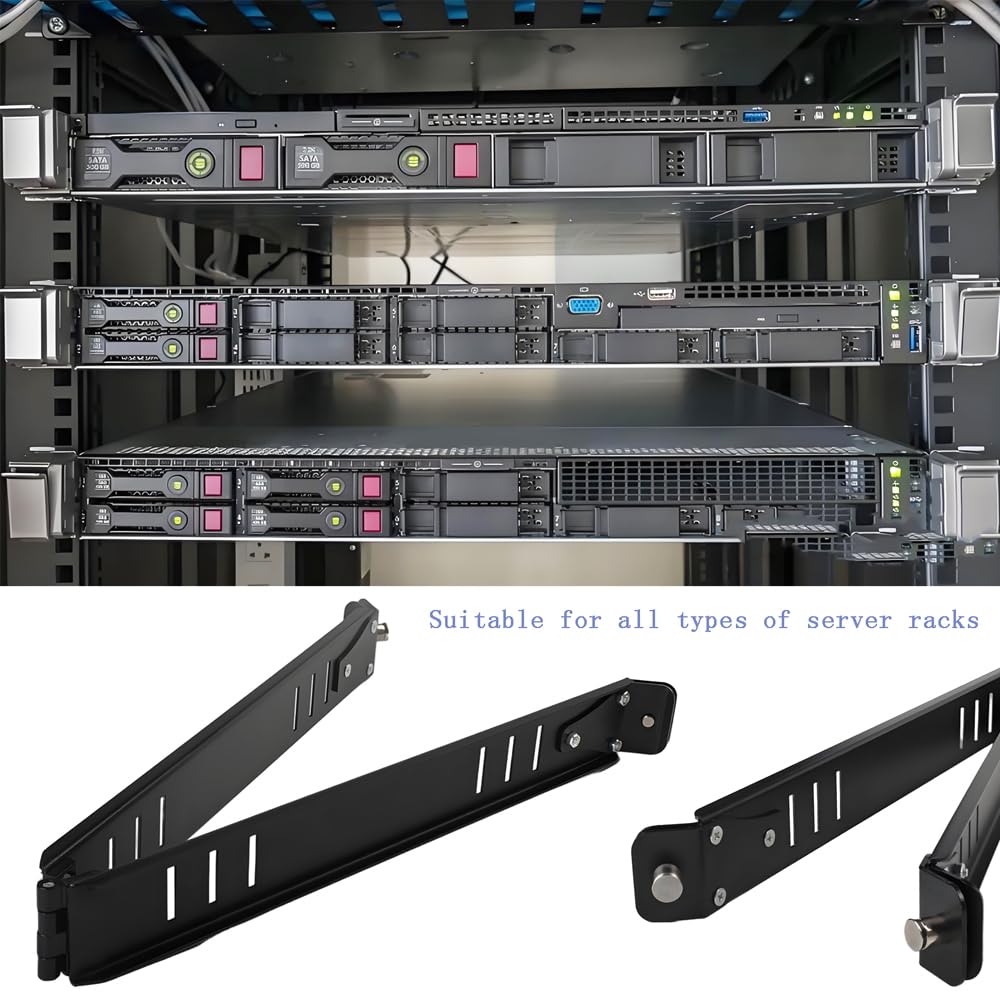 Setup.exe Installationswerkzeug, unterstützt 50 kg, Schnellmontage für Patchpanel, Computerschrank, Server, Netzwerk-Racks und Laptops, kompatibel mit 48,3 cm Schienen, Vierkant- und Gewindelöchern