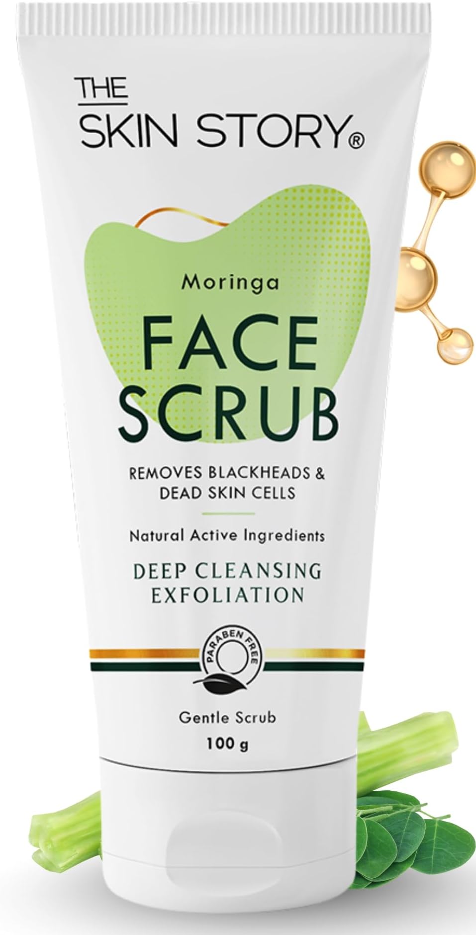 Moringa Face Gentle Scrub Exfoliating Beads, Blackhead & Whitehead Remover with Moringa & Vitamin E Infused Paraben Free 100gm