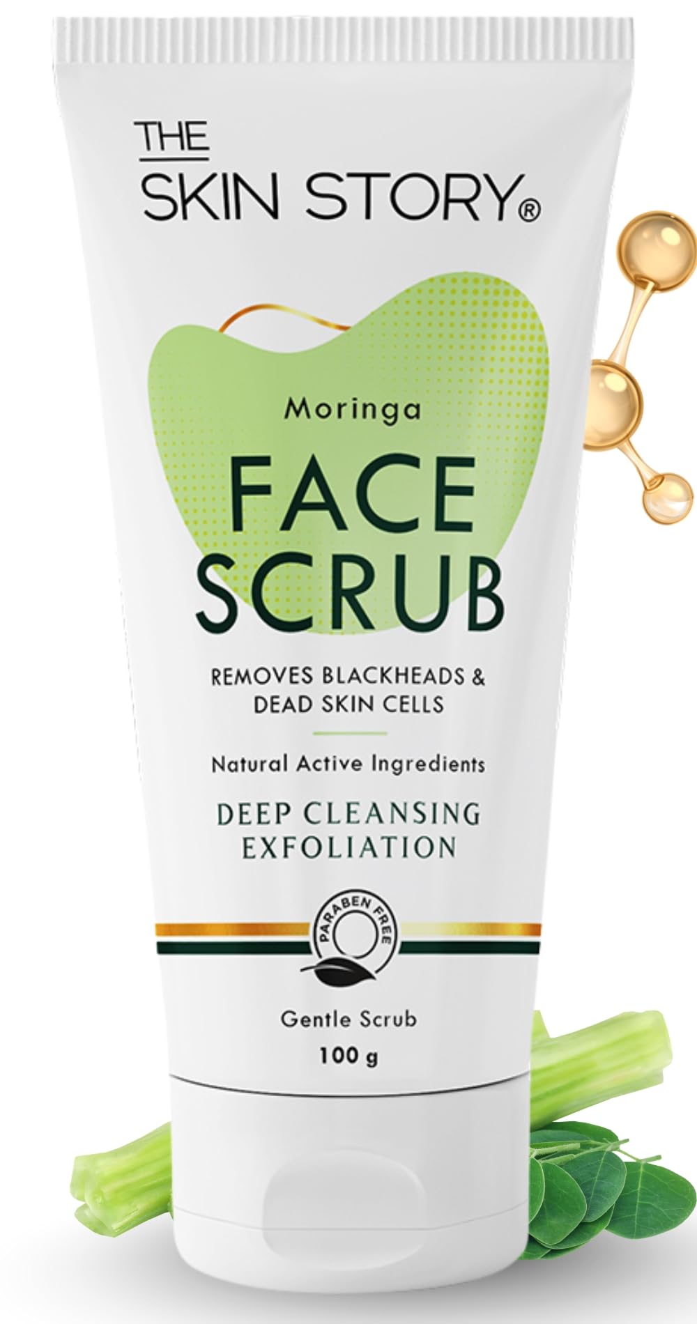 Moringa Face Gentle Scrub Exfoliating Beads, Blackhead & Whitehead Remover with Moringa & Vitamin E Infused Paraben Free 100gm