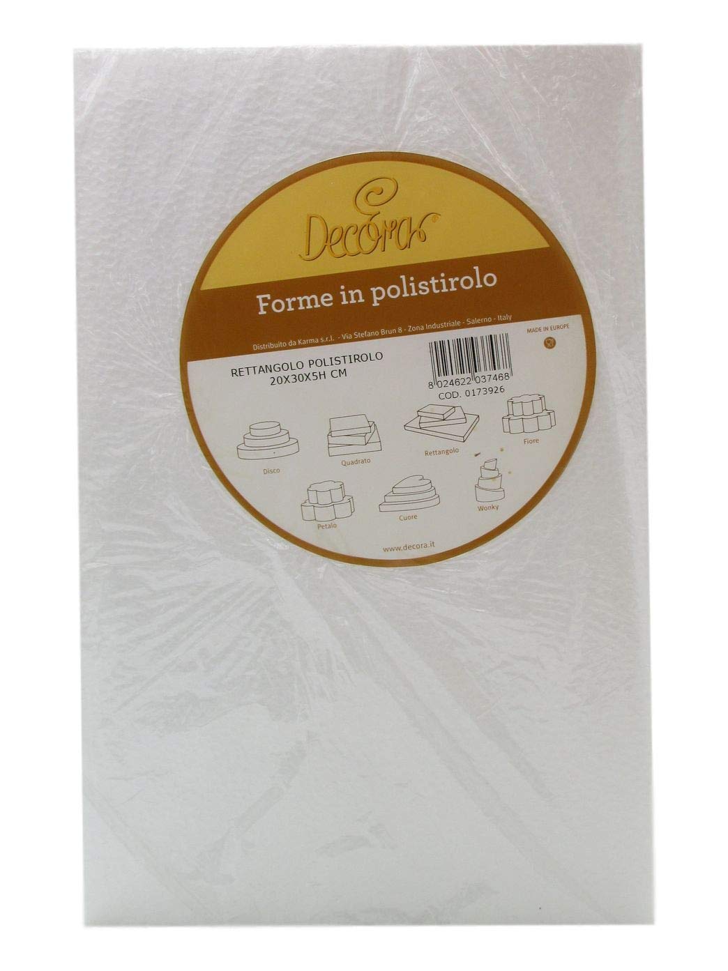DECORA POLYSTYRENE Rectangle 20X30X5H CM, Polistirolo, Off- White, 20 x 30 x 5 cm