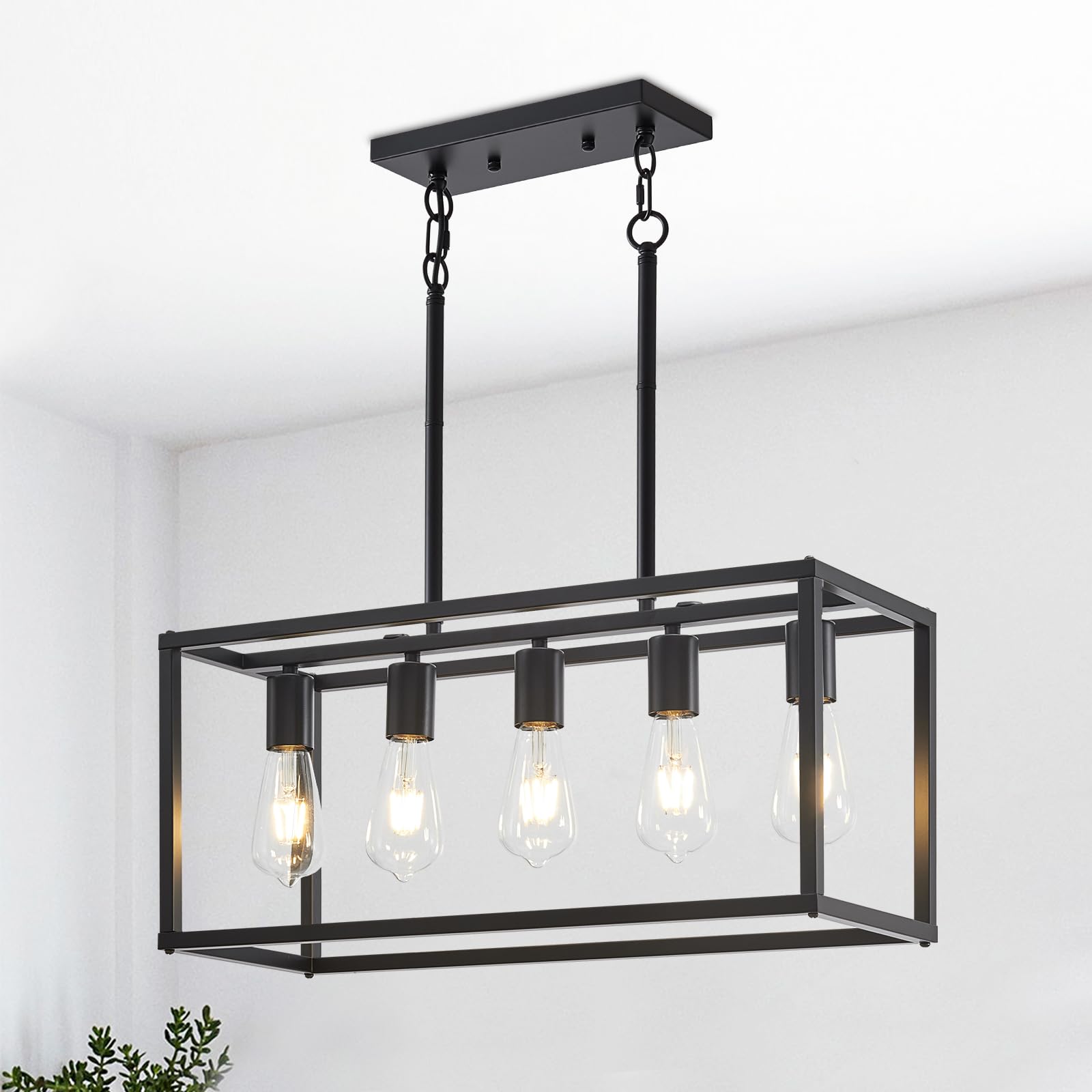 Lanhall 5-Light Farmhouse Chandelier Black Dining Room Light