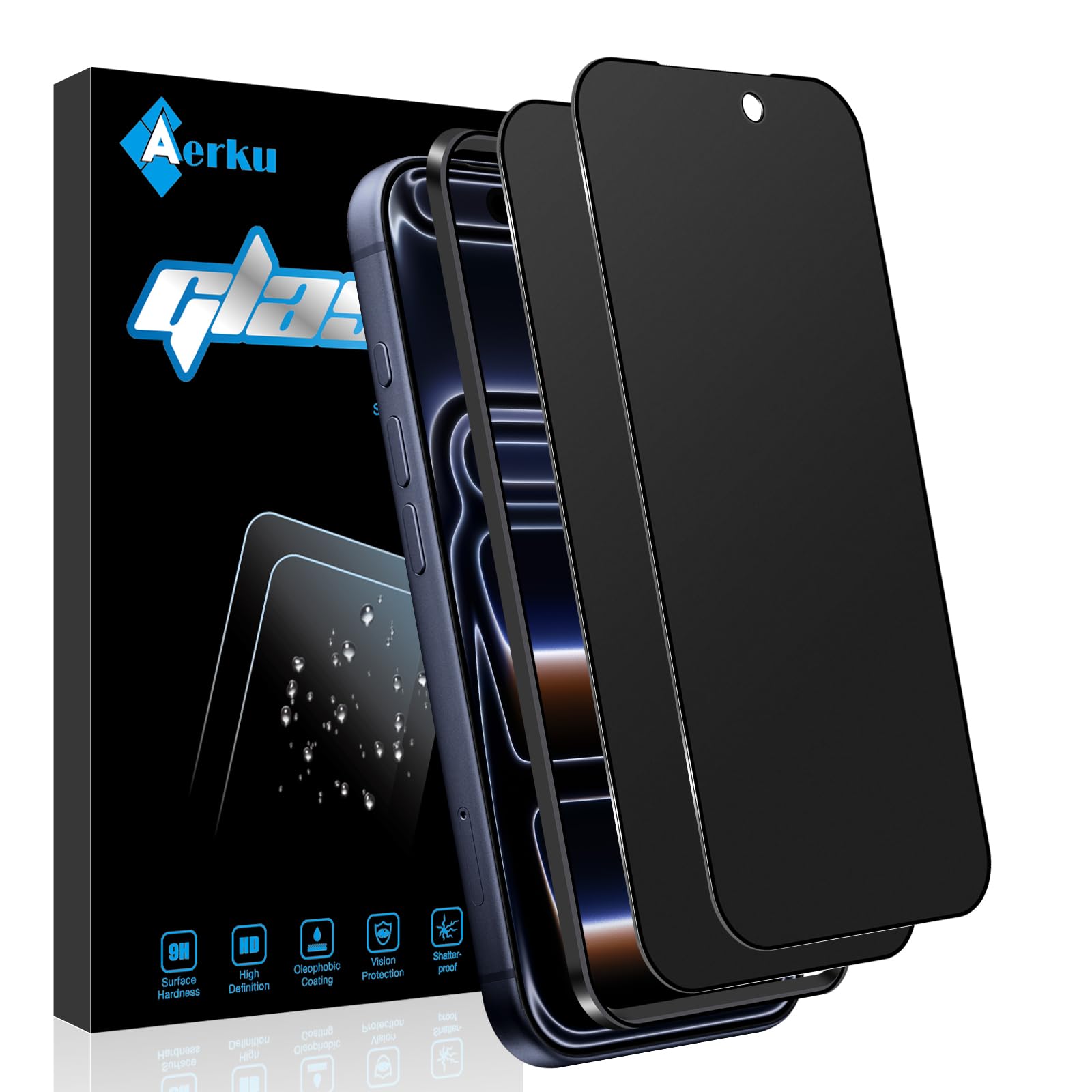 Protector de Pantalla Privacidad para iPhone 17 Pro Max, 2 Piezas Antiespia mate Cristal Templado, Anti-Spy Anti-Arañazos Vidrio Película, 9H Dureza Privacy Protectora