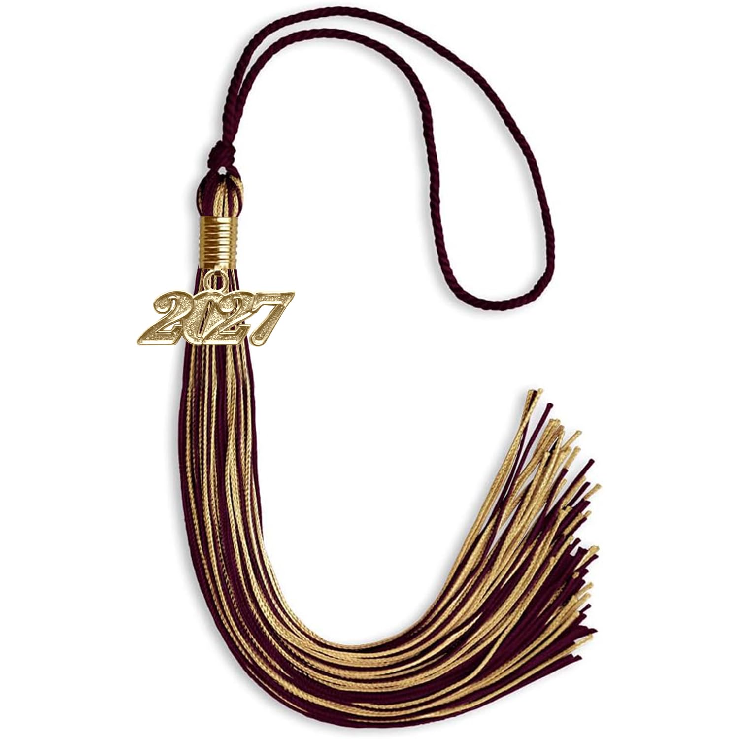 Endea Graduation Mixed Double Color Tassel with Gold Date Drop (Maroon/Antique Gold, 2027)