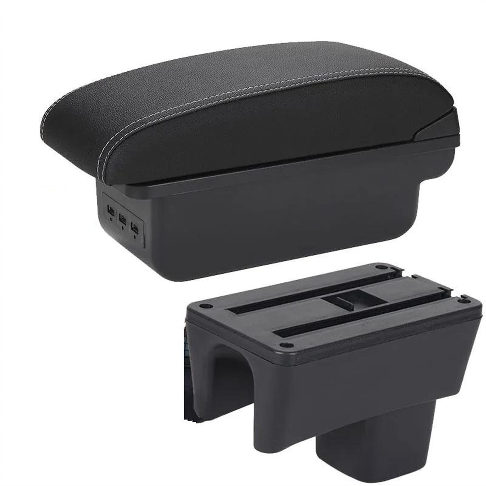 NOHEEU Car Center Console Storage Box Multifunctional Armrest Interior Accessories For Swift 2005-2023(B3 Black white 3USB)