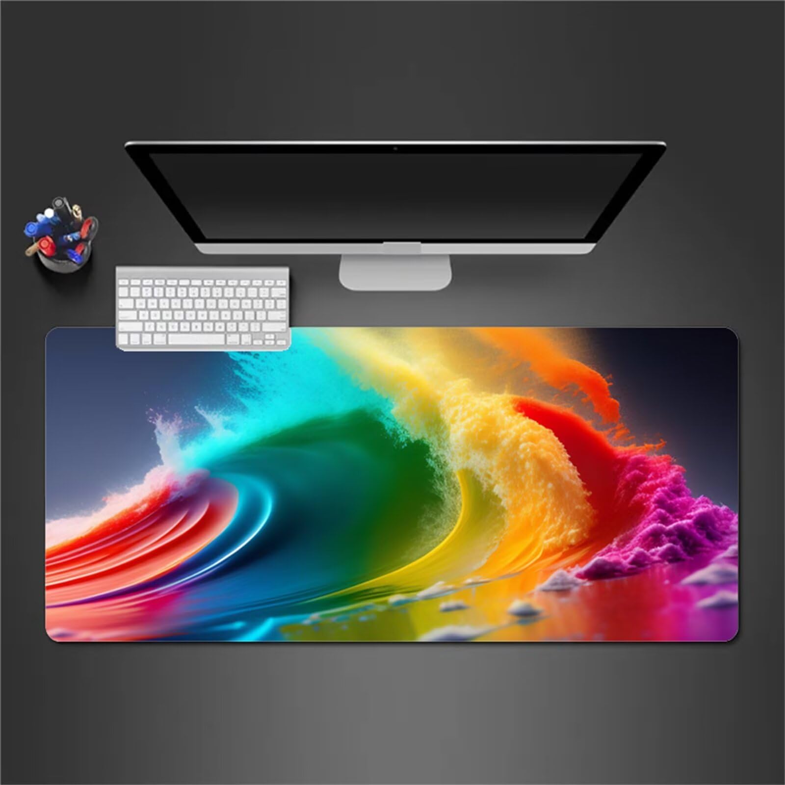 Alfombrilla Raton Gaming XXL 1200x600x3cm Alfombrilla de Ratón Grande Alfombrilla Gaming de Escritorio con Base Antideslizante para Gamers PC y Portátil (Acuarela)