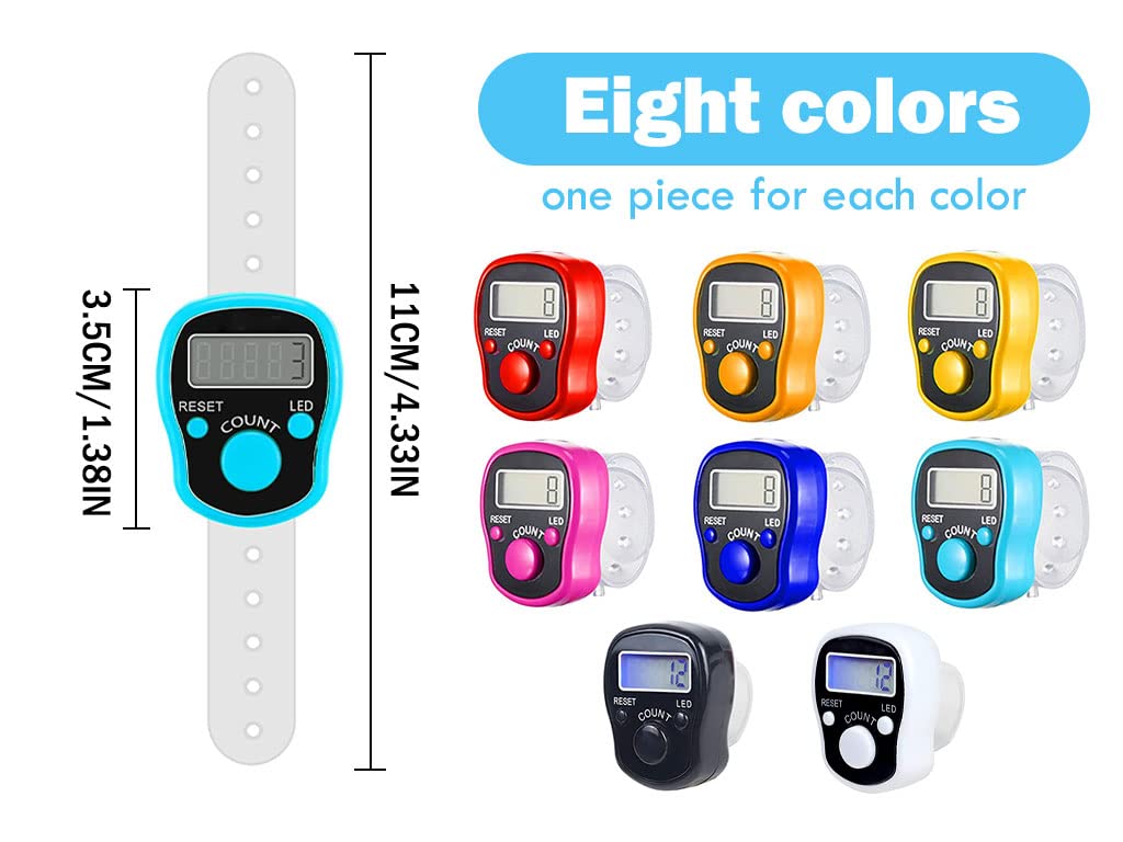 15 Contatori Digitali A LED Per Dita – Conteggio Fino A 99999, Con Luce Notturna E Anello Regolabile, Per Sport, Golf, Palestra E Code - 2