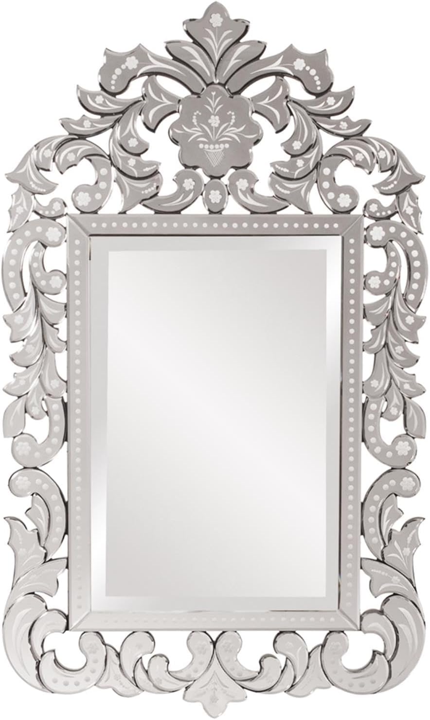Howard Elliott Collection Large Regina Rectangular Venetian Wall Hanging Mirror, Antique Accent Design with Mirrored Frame, Wall Mirror for Home, Living Room, Entryway and Bathroom, 56 x 34 Inch