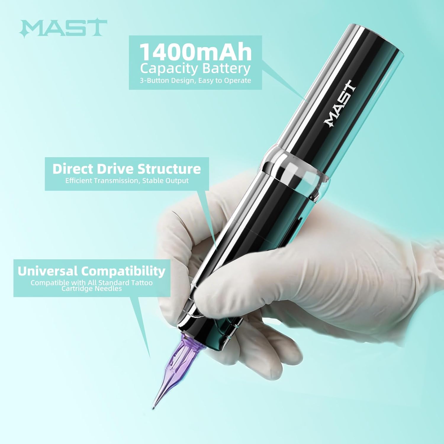 Mast Tattoo P10 Pro Cordless Tattoo Gun Kit 118g Lightweight Rotary Tattoo Machine 2-10V Adjustable Professional Cartridge Tattoo Pen for Fine Line Work