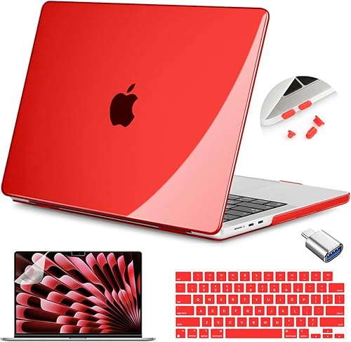 Teryeefi Funda compatible con MacBook Air de 15 pulgadas modelo A2941 versión 2023, carcasa rígida de plástico con cubierta de teclado y adaptador