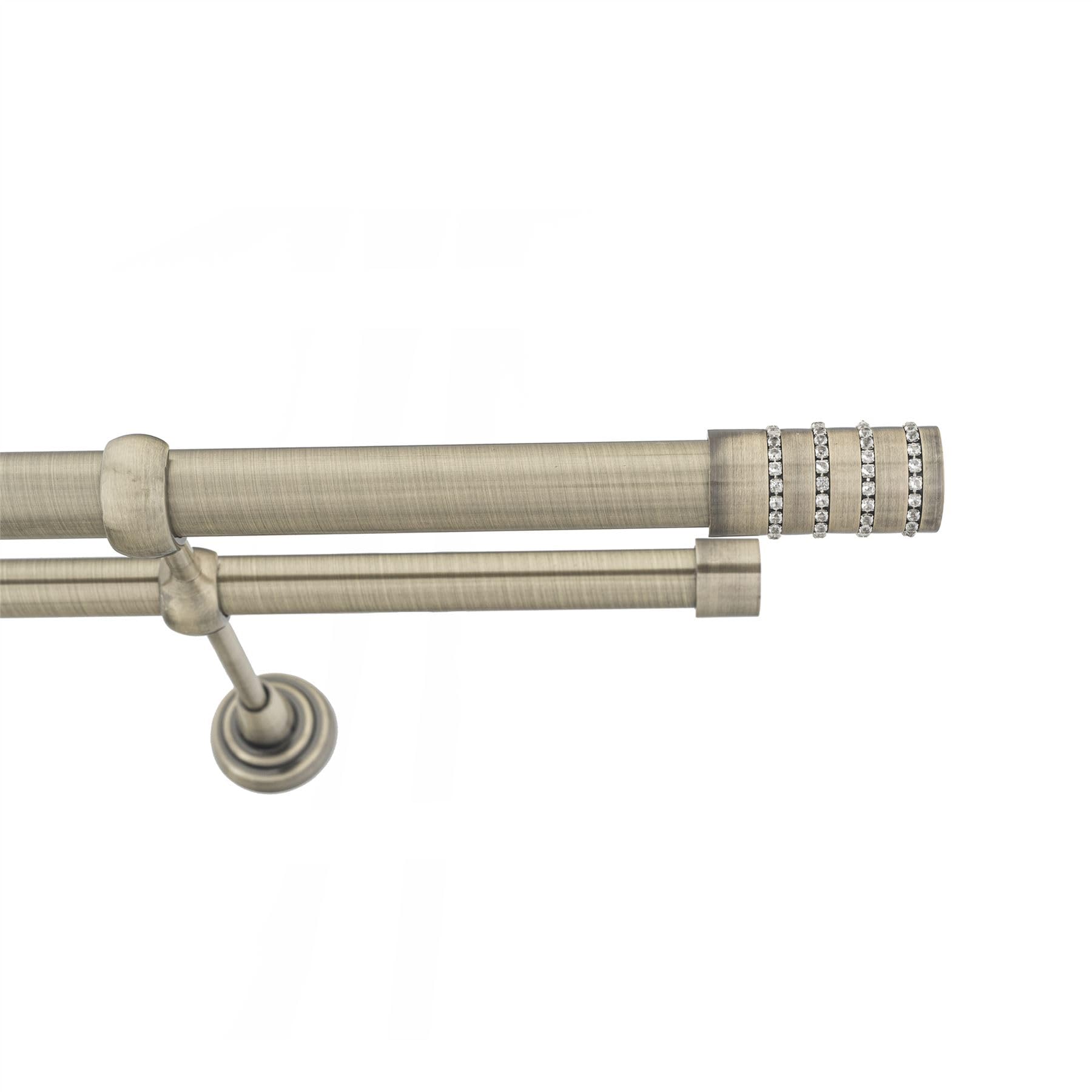 Ianpav Roseti Double Metal Curtain Pole 25/19Mm With Finials Rod Classic Brackets 175Cm Antique Brass