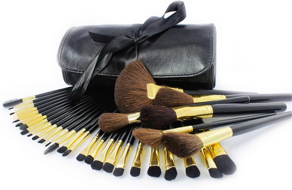 32 Piece Professional Make Up Brush Set. Makeup Brushes Made of Synthetic Hair with Leather Effect Carry Case